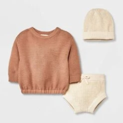 Grayson Collective Baby Beanie & Sweater Set - Cream/Brown -Kids Clothing Store GUEST 667fa254 62a3 4ff3 a537 ec06f69dc455