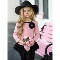 Girls Fine Lines Lace Tunic & Trimmed Legging Set - Mia Belle Girls -Kids Clothing Store GUEST 66e299d5 ef9e 4c5a 83cf 42f3a9c20361