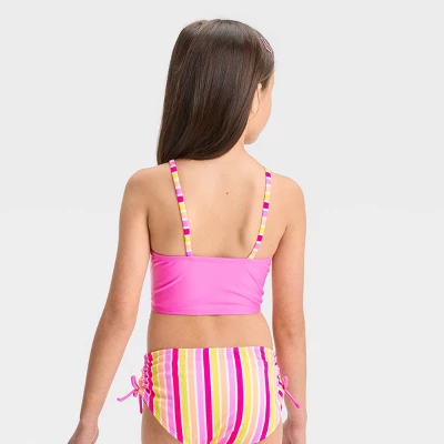 Girls' 'Pineapple Paradise' Midkini Swimwear Set - Cat & Jack™ Pink/Yellow 4 Girls' 'Pineapple Paradise' Midkini Swimwear Set - Cat & Jack™ Pink/Yellow - Image 2