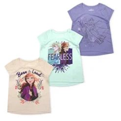 Disney Girl's 3-Pack Anna And Elsa Fearless Short Sleeve A-Line Frozen II Tee Shirts For Kids -Kids Clothing Store GUEST 68998ed5 e17e 4050 9f54 6b8b202ad86d