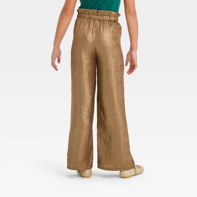 Girls' Dressy Wide Leg Holiday Pants - Cat & Jack™ Metallic Gold 3 Girls' Dressy Wide Leg Holiday Pants - Cat & Jack™ Metallic Gold