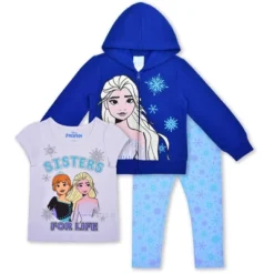 Disney Girl's 3-Pack Frozen Sisters For Life Short Sleeve Graphic Tee, Hoodie And Snowflake Legging Pant Set For Kids -Kids Clothing Store GUEST 70bac032 1da1 4afb b787 bc03b9d75154