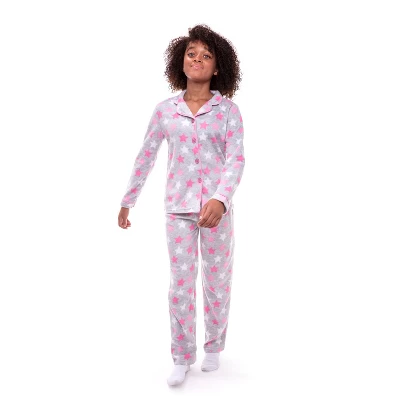 Sleep On It Girls Starry Night 2-Piece Button Up Fleece Coat Pajama Sleep Set 4 Sleep On It Girls Starry Night 2-Piece Button Up Fleece Coat Pajama Sleep Set - Image 2