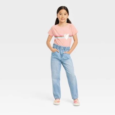 Girls' Relaxed Paperbag High-Rise Waist Jeans - Cat & Jack™ 4 Girls' Relaxed Paperbag High-Rise Waist Jeans - Cat & Jack™ - Image 2