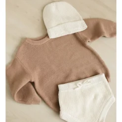 Grayson Collective Baby Beanie & Sweater Set - Cream/Brown -Kids Clothing Store GUEST 75bf1691 2f9a 4203 95dd 9c06420f6452