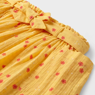 Girls' Tie-Waist Floral Skirt - Cat & Jack™ Yellow 4 Girls' Tie-Waist Floral Skirt - Cat & Jack™ Yellow - Image 2