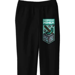 Minecraft Diamond Miner Symbol Youth Black Graphic Jogger Pants