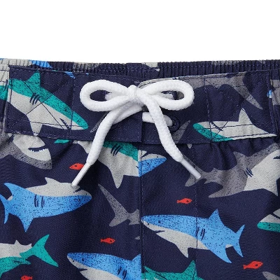 Hope & Henry Boys Navy Shark Print Swim Trunks, Kids 3 Hope & Henry Boys Navy Shark Print Swim Trunks, Kids