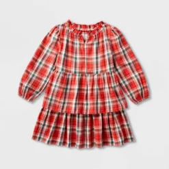 Toddler Girls' Adaptive Abdominal Access Long Sleeve Plaid Tiered Woven Dress - Cat & Jack™ Red -Kids Clothing Store GUEST 78c69ad3 c8bb 45fc 84a6 66f3d5a9d9c1