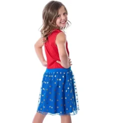 DC Comics Girl's Wonder Woman Logo And Stars Tank Nightgown Costume Pajama Red/Blue -Kids Clothing Store GUEST 79c10742 aec7 412e 8aaf 2043e620ce79