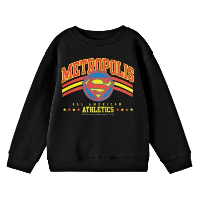 Superman Metropolis All American Athletics Crew Neck Long Sleeve Black Youth Tee 4 Superman Metropolis All American Athletics Crew Neck Long Sleeve Black Youth Tee - Image 2