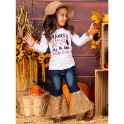 Girls Brains & Beauty Sequin Bell Bottom Jean Set - Mia Belle Girls -Kids Clothing Store GUEST 7c6404fb 8350 40f6 96fe 6e660fe46781