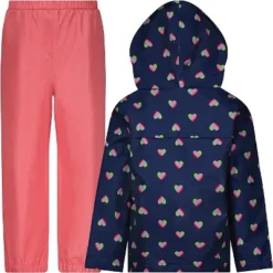 LONDON FOG Girls' Waterproof Hooded Jacket And Pant Rain Suit Set For Kids