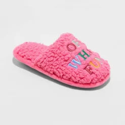Kids' Holiday Oh What Fun! Scuff Slippers - Wondershop™ Pink -Kids Clothing Store GUEST 7f01d948 7691 4f60 a547 eca4a4ad2172