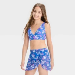 Girls' 'Happy Hibiscus With Sarong' Swimwear Set - Art Class™ Blue -Kids Clothing Store GUEST 7f79f671 df0d 472f 855b 73ab2c72be85