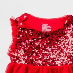 Girls' Adaptive Sleeveless Sequin Tulle Dress - Cat & Jack™ Red -Kids Clothing Store GUEST 80a99cd2 cc06 4754 b16d bcef579a3d45