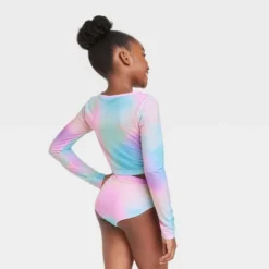 Girls' 2pc Afro Unicorn Long Sleeve Rash Guard Swimwear Set