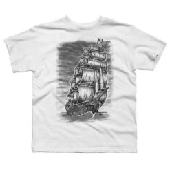 Boy's Design By Humans Caleuche Ghost Pirate Ship - Blackline By RobertoJL T-Shirt -Kids Clothing Store GUEST 8476fc32 2724 43ca b1bb 3f7984d7b3ce