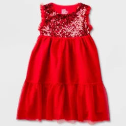 Girls' Adaptive Sleeveless Sequin Tulle Dress - Cat & Jack™ Red -Kids Clothing Store GUEST 8769df8b f7b3 4af5 a430 4ac0c3799fa1