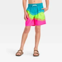 Boys' Wave Swim Shorts - Cat & Jack™ Pink/Neon Green/Turquoise Blue -Kids Clothing Store GUEST 891f9c09 732b 455e 8b3a 5e8bc75c9ab0