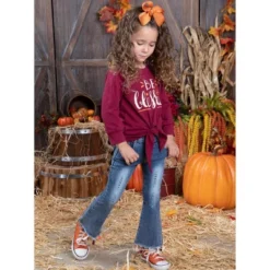 Girls Be Blessed Tassel Bell Bottom Jeans Set - Mia Belle Girls -Kids Clothing Store GUEST 8b9cafe5 3152 496f b18f ec69933ea04a