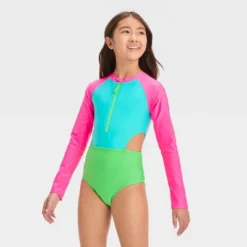 Girls' Solid One Piece Swimsuit - Art Class™ -Kids Clothing Store GUEST 8bee55c0 a162 4b07 97bc 60b9dac0fc5e