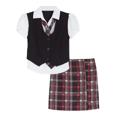 Beautees Girls' 2pc Set 2Fer Top With Tie And Skirt, 5 Beautees Girls' 2pc Set 2Fer Top With Tie And Skirt, - Image 3