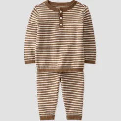Little Planet By Carter’s Baby 2pc Striped Top And Bottom Set - White/Brown -Kids Clothing Store GUEST 943ec78a 6d5b 4eb2 916b be9d09410565