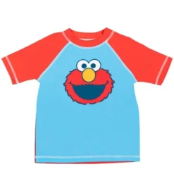 Sesame Street Elmo Baby Pullover Rash Guard And Swim Trunks Outfit Set Toddler