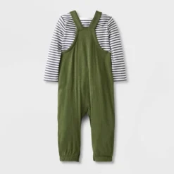 Baby 2pc Long Sleeve Bodysuit & Overalls Set - Cat & Jack™ Olive Green