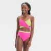 Girls' 3pc Ribbed Colorblock Cropped Rash Guard Swimwear Set - Art Class™ Pink
