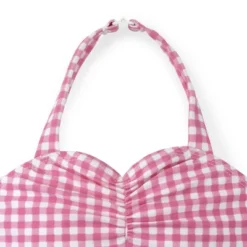 Hope & Henry Girls' Ruched Halter Swimsuit, Kids