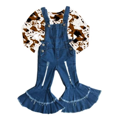 Girls Girl Power Flared Denim Overall Set - Mia Belle Girls 5 Girls Girl Power Flared Denim Overall Set - Mia Belle Girls - Image 3
