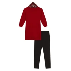 Beautees Girls' 3 PC Set Crew Tunic Sweater With Legging And Scarf