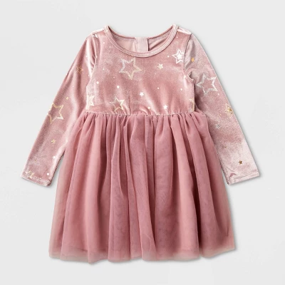 Toddler Girls' Adaptive Long Sleeve Star Velour To Tulle Dress - Cat & Jack™ Dusty Pink 6 Toddler Girls' Adaptive Long Sleeve Star Velour To Tulle Dress - Cat & Jack™ Dusty Pink - Image 4