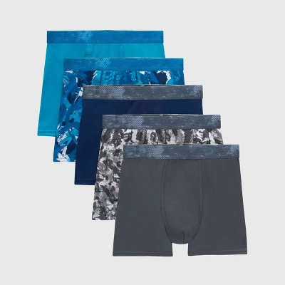 Hanes Boys' 5pk X-Temp Boxer Briefs - Blue 6 Hanes Boys' 5pk X-Temp Boxer Briefs - Blue - Image 4