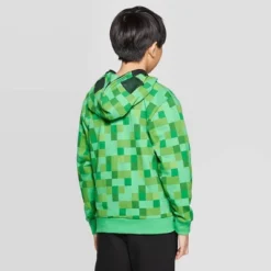 Kids' Minecraft Creeper Costume Fleece Sweatshirt - Green