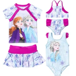 Disney Frozen Elsa Princess Anna Girls One Piece Bathing Suit Bikini Top Rash Guard Modest Swimsuit Skirt And Bottom 5 Set Toddler -Kids Clothing Store GUEST ace32e3c dc42 4812 8a9b a1f0b1409313