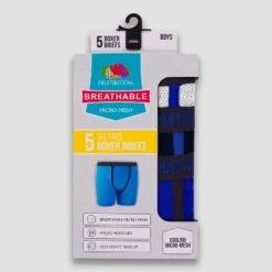 Fruit Of The Loom Boys' 5pk Printed Breathable Micro Mesh Boxer Briefs - Colors May Vary