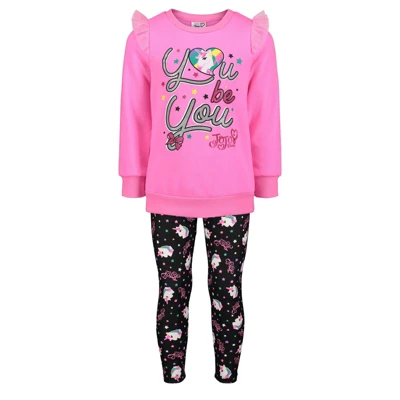 JoJo Siwa Little Girls Ruffle Pullover Fleece Sweatshirt & Leggings Set Pink 9 JoJo Siwa Little Girls Ruffle Pullover Fleece Sweatshirt & Leggings Set Pink - Image 7