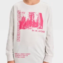 Boys' Redwood Trees Long Sleeve Graphic T-Shirt - Art Class™ Light Gray