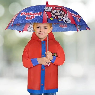 Super Mario Boy's Umbrella And Raincoat Set, Kids Ages 4-7 3 Super Mario Boy's Umbrella And Raincoat Set, Kids Ages 4-7