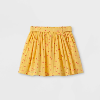 Girls' Tie-Waist Floral Skirt - Cat & Jack™ Yellow 3 Girls' Tie-Waist Floral Skirt - Cat & Jack™ Yellow