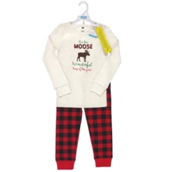 Hudson Baby Infant, Toddler And Kids Unisex Holiday Pajamas, Moose Wonderful Time Kids
