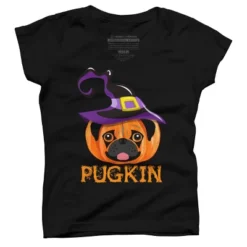 Girl's Design By Humans Pugkin Pumpin Halloween By Trantanphat95 T-Shirt -Kids Clothing Store GUEST b9e681df 6638 47b4 9d50 35131a0498fe