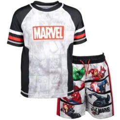 Marvel Avengers Spider-Man Black Widow Iron Man Rash Guard And Swim Trunks Outfit Set Little Kid To Big Kid -Kids Clothing Store GUEST bbfd2dfe 53cf 440e bac0 a831e6db1235