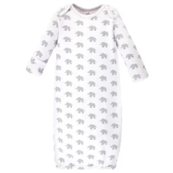 Touched By Nature Baby Organic Cotton Long-Sleeve Gowns 3pk, Marching Elephant, 0-6 Months