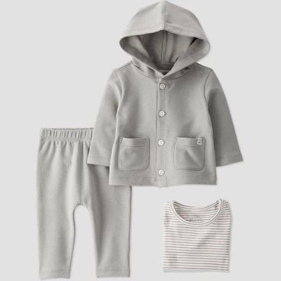 Little Planet By Carter’s Baby 3pc Striped Cardigan Set - Sage Green 7 Little Planet By Carter’s Baby 3pc Striped Cardigan Set - Sage Green - Image 5