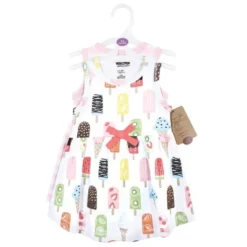 Touched By Nature Baby And Toddler Girl Organic Cotton Short-Sleeve And Long-Sleeve Dresses, Popsicle