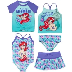Disney Princess Ariel Girls One-Piece Swimsuit Rash Guard Tankini Top Modest Skirt And Bottom 5 Piece Set Little Kid To Big Kid -Kids Clothing Store GUEST c6095274 9ec3 4d4a 8997 4e7540e32e8f